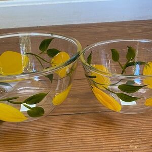 Hand painted Lemon Glass Bowls medium, and large